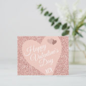 Carte Postale Parties scintillant rose Joyeux Valentines Jour XO (Debout devant)
