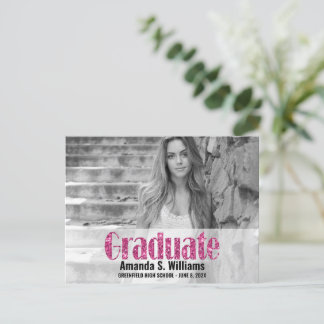 Carte Postale Parties scintillant rose simple Faire-part de dipl