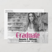 Carte Postale Parties scintillant rose simple Faire-part de dipl (Devant / Derrière)