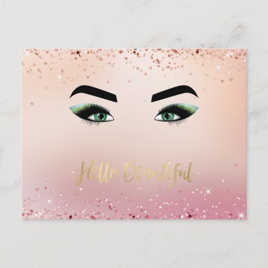 Carte Postale Parties scintillant Rose Vert Yeux Oeil Oeil Lashe (Devant)