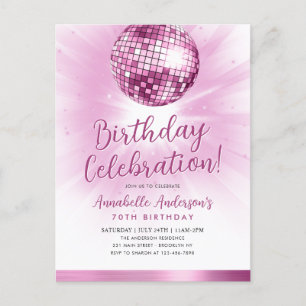 Carte Postale Parties scintillant rose vif les années 70 fête Di