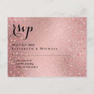 Carte Postale Parties scintillant RoseGold Glam RSVP Mariage BUD