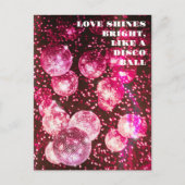 Carte Postale Parties scintillant Roses Chaud Boule Disco Rétro  (Devant)