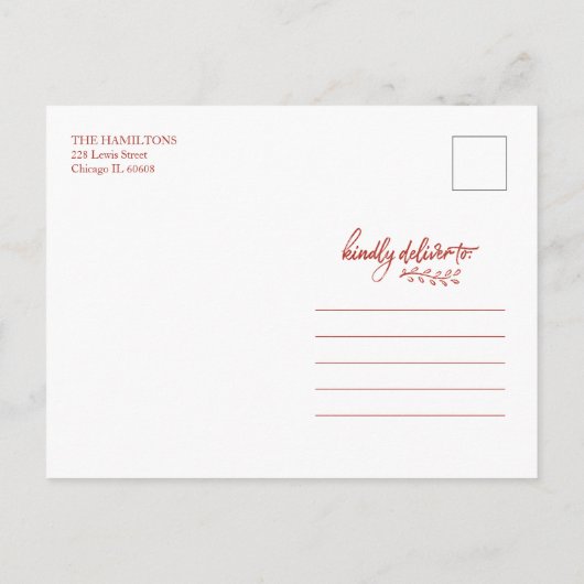 Carte Postale Parties scintillant Rouge manuscrite Photo Joyeux  (Dos)