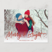 Carte Postale Parties scintillant Rouge manuscrite Photo Joyeux  (Devant)