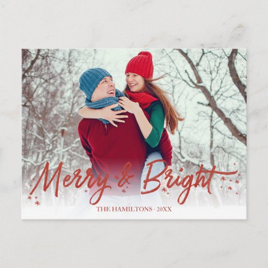 Carte Postale Parties scintillant Rouge manuscrite Photo Joyeux  (Devant)