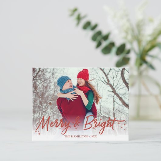 Carte Postale Parties scintillant Rouge manuscrite Photo Joyeux (Debout devant)