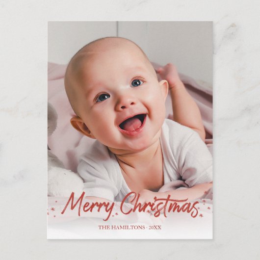 Carte Postale Parties scintillant rouge photo manuscrite Joyeux (Devant)