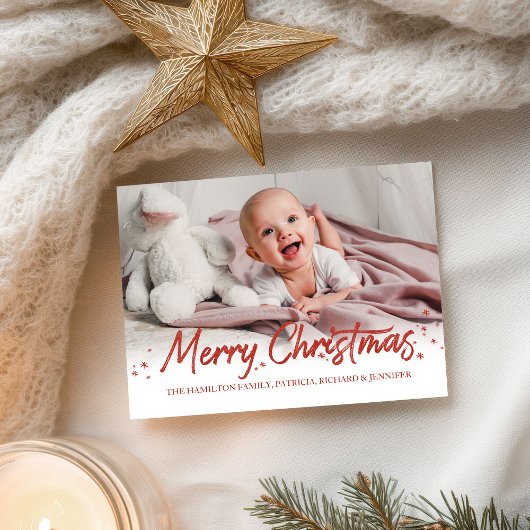 Carte Postale Parties scintillant rouge photo manuscrite Joyeux