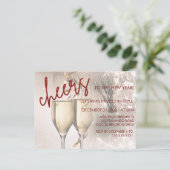 Carte Postale Parties scintillant rouge Script de la nouvelle an (Debout devant)