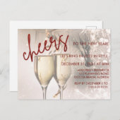 Carte Postale Parties scintillant rouge Script de la nouvelle an (Devant / Derrière)