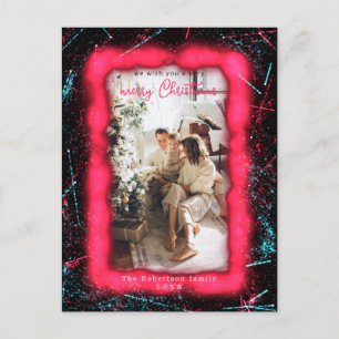 Carte Postale Parties scintillant rouge Vacances encadrée Photo 