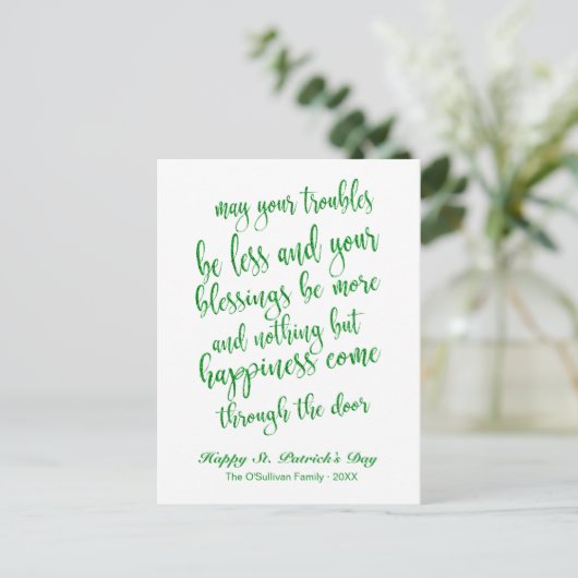 Carte Postale Parties scintillant Script Irish Blessing St. Patr (Debout devant)