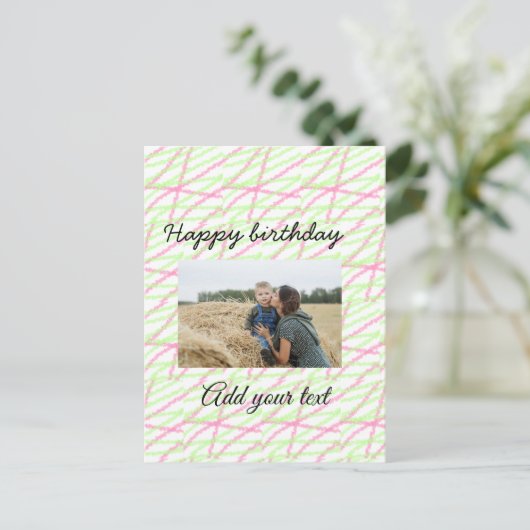 Carte Postale Parties scintillant simple rouge vert ajouter votr (Debout devant)