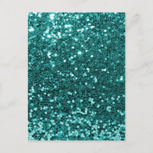 Carte Postale Parties scintillant Turquoise chic Faux