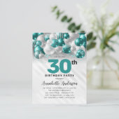 Carte Postale Parties scintillant turquoise de ballons d'argent  (Debout devant)
