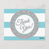 Carte Postale Parties scintillant Turquoise et Grilles Merci Car (Dos)