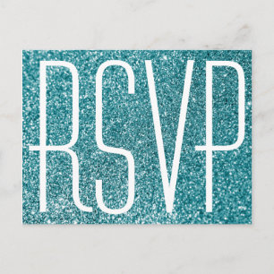 Carte Postale Parties scintillant Turquoise Faux et blanc RSVP