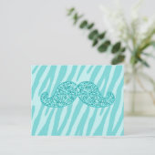 Carte Postale Parties scintillant TURQUOISE FILLE MUSTACHE ZEBRA (Debout devant)