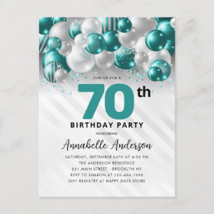 Carte Postale Parties scintillant turquoise verte en ballons d'a