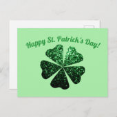 Carte Postale Parties scintillant vert foncé pétillant Shamrock  (Devant / Derrière)