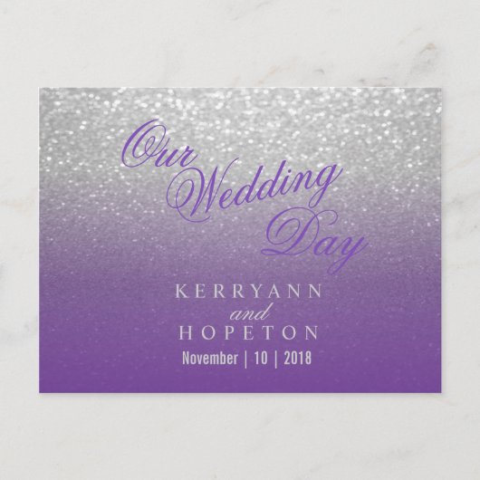 Carte Postale Parties scintillant violet et argenté - RSVP (Devant)