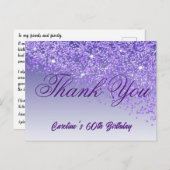 Carte Postale Parties scintillant violette, 60e anniversaire Mer (Devant / Derrière)