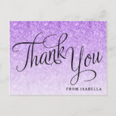 Carte Postale Parties scintillant violette Merci personnalisé (Devant)
