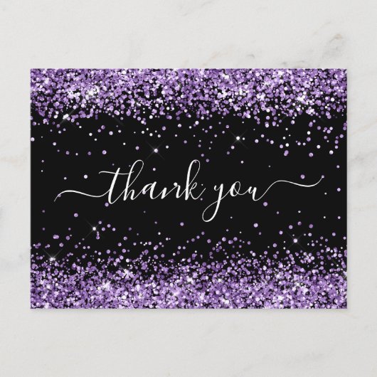 Carte Postale Parties scintillant violette Noir 40e anniversaire (Devant)