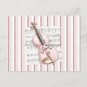 Carte Postale Partition de violon rose (Devant)