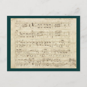 Carte Postale Partition sur parchemin manuscrite en encre