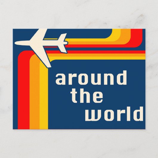 Carte Postale partout dans le monde, rayures rétro (Devant)