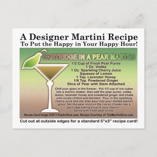 Carte postale Partridge in a Pear Martini Recette (Devant)