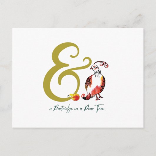 Carte Postale Partridge rétro dans un arbre à poires illustré à (Devant)