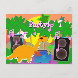 Carte Postale Party DJ Dinosaur Postcard