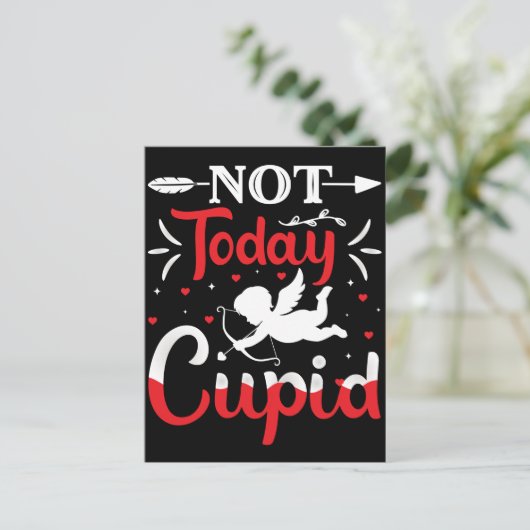 Carte Postale Pas aujourd'hui Cupidé Drôle Saint Valentin (Debout devant)
