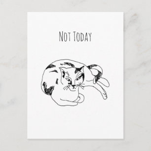 Carte Postale Pas aujourd'hui Drôle Paresseux Chat Humour d'intr