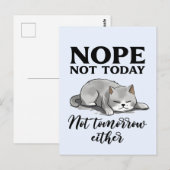 Carte Postale Pas aujourd'hui, pas demain - Chat endormi (Devant / Derrière)