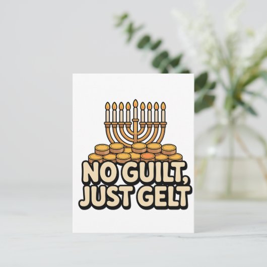Carte Postale Pas Culpabilité Juste Gelt Funny Hanoukka Juif Jui (Debout devant)