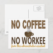 Carte Postale Pas de café Pas d'assistant administratif (Devant / Derrière)
