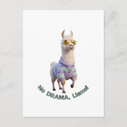 Carte Postale Pas de Drame, Lama ! – Lama Drôle et Cool (Devant)