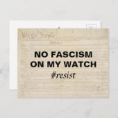 Carte Postale Pas de fascisme à ma vue Nous les gens résistons (Devant / Derrière)