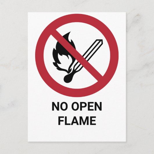 Carte Postale Pas de flamme ouverte, signe d'interdiction (Devant)