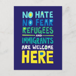 Carte Postale Pas de haine Pas de peur Réfugiés & Immigrants Bie