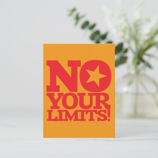 Carte Postale Pas De Limites ! Texte rouge orange BG vertical (Debout devant)