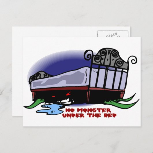 Carte Postale Pas de monstre sous le lit (Devant / Derrière)