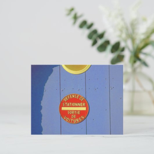 Carte Postale Pas de parking Signal français Porte de garage ble (Debout devant)