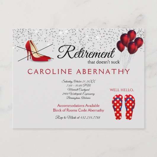 Carte Postale Pas de pompes Bonjour Flip Flops Parti de retraite (Devant)