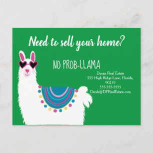 Carte Postale pas de prob-llama vente immobilier llama
