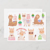 Carte Postale Pas de problème Llamas (Devant / Derrière)